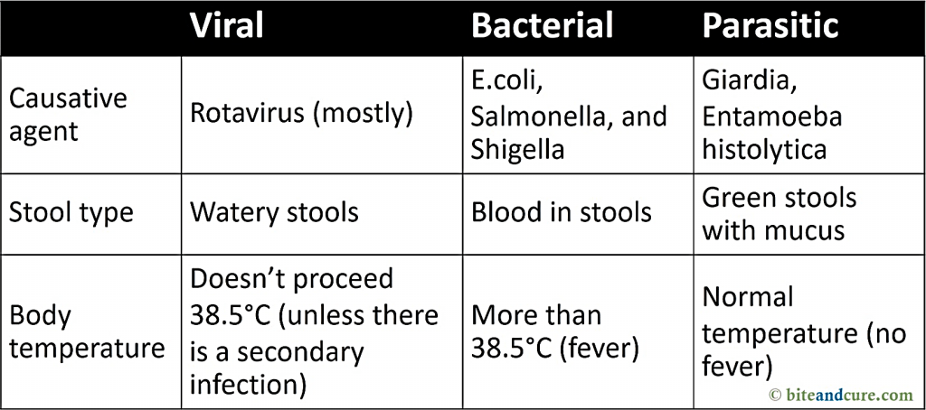 Types of infectious diarrhea